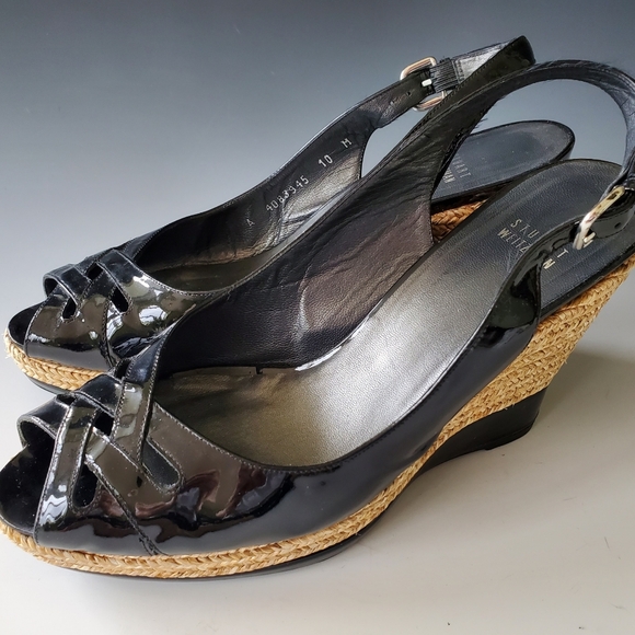 STUART WEITZMAN Patent Leather Colorblock Pattern Espadrilles - Picture 2 of 4